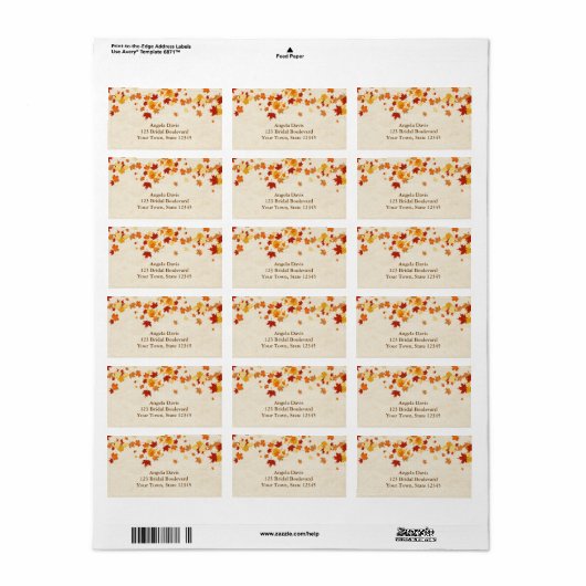 Autumn Leaves Etiket (Full Sheet)