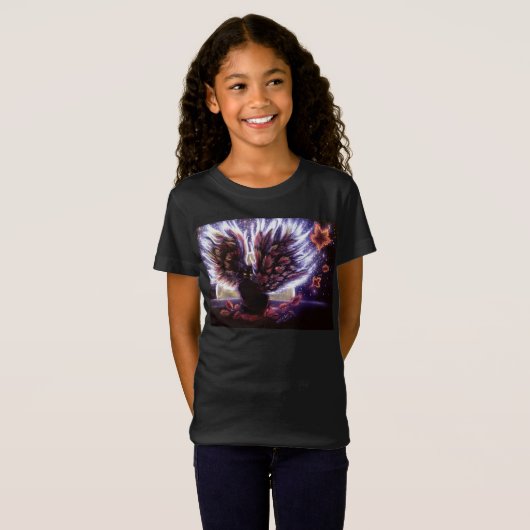 Autumn Leaves Fairy Cat T-shirt (Voorkant volledig)