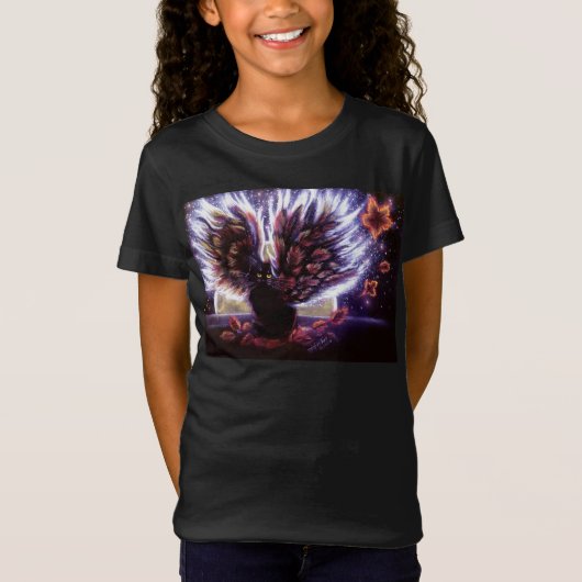 Autumn Leaves Fairy Cat T-shirt (Voorkant)