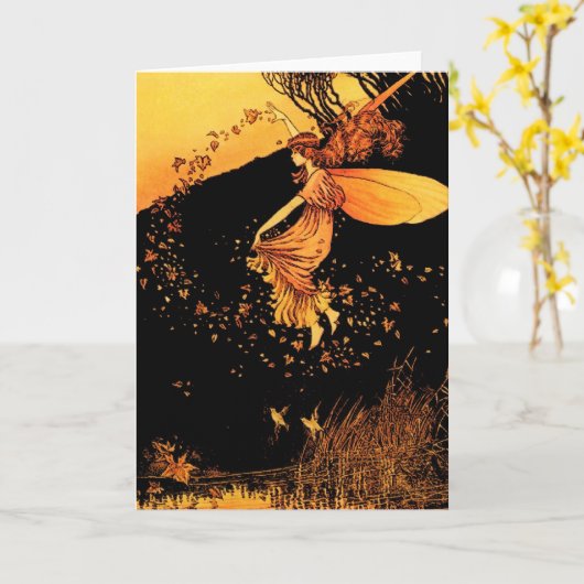 Autumn Leaves Fairy Wenskaarten Kaart (Gele Bloem)