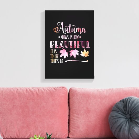 Autumn leaves, fall - Goodbye, poem. Calligraphy Canvas Afdruk (Insitu (Woonkamer))