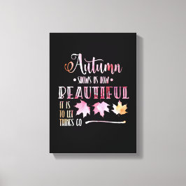 Autumn leaves, fall - Goodbye, poem. Calligraphy Canvas Afdruk