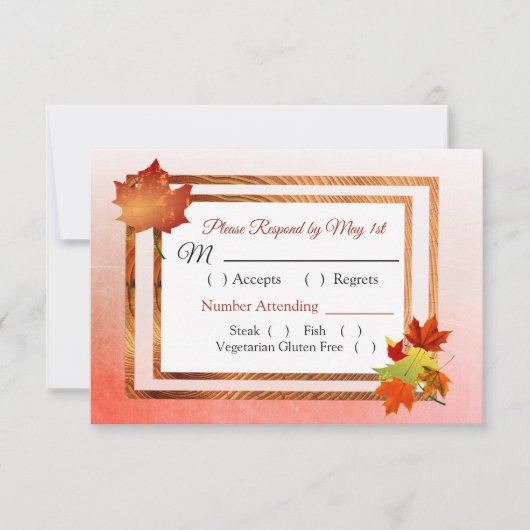 Autumn Leaves Fall Wedding RSVP-kaart RSVP Kaartje (Voorkant)