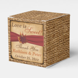 Autumn Leaves, FAUX Burlap Favor Box - Rust Bedankdoosjes