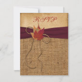 Autumn Leaves, FAUX Burlap RSVP Card - Wine (Voorkant)