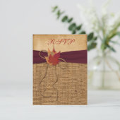 Autumn Leaves, FAUX Burlap RSVP Card - Wine (Staand voorkant)