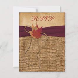 Autumn Leaves, FAUX Burlap RSVP Card - Wine