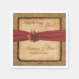 Autumn Leaves, FAUX Burlap Wedding Napkins 3 Servetten