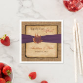 Autumn Leaves, FAUX Burlap Wedding Napkins 4 Servetten (Insitu)