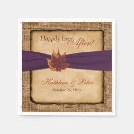 Autumn Leaves, FAUX Burlap Wedding Napkins 4 Servetten
