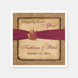 Autumn Leaves, FAUX Burlap Wedding Napkins 5 Servetten