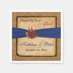 Autumn Leaves, FAUX Burlap Wedding Napkins 7 Servetten