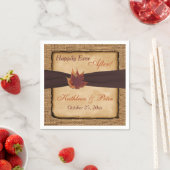 Autumn Leaves, FAUX Burlap Wedding Napkins 8 Servet (Insitu)
