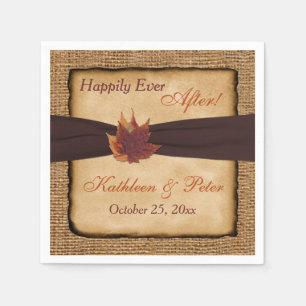 Autumn Leaves, FAUX Burlap Wedding Napkins 8 Servet