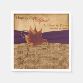 Autumn Leaves, FAUX Burlap Wedding Napkins Servet
