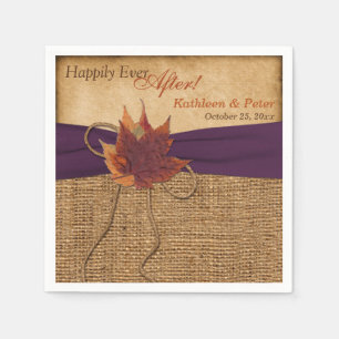 Autumn Leaves, FAUX Burlap Wedding Napkins Servet