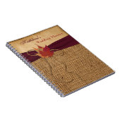 Autumn Leaves FAUX Burlap Wedding Planner - Wine Notitieboek (Rechterzijde)