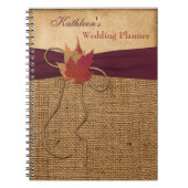 Autumn Leaves FAUX Burlap Wedding Planner - Wine Notitieboek (Voorkant)