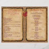 Autumn Leaves, FAUX Burlap Wedding Program - Wine (Achterkant)