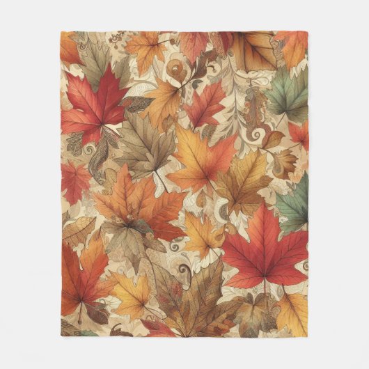 Autumn Leaves Fleece Deken (Voorkant)