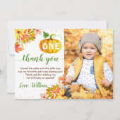 Autumn Leaves Floral Pumpkin Foto 1 september Bedankkaart (Voorkant)