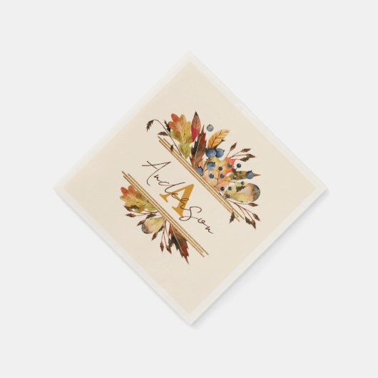 Autumn leaves frame personalized servet (Hoek)
