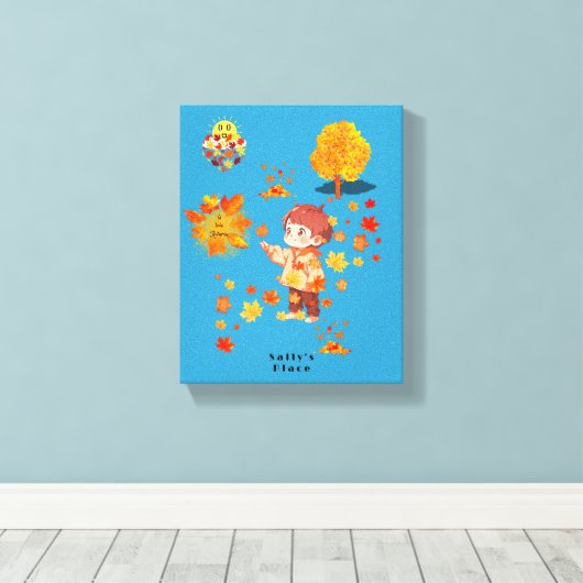 Autumn Leaves Fun Canvas Afdruk (Insitu (Houten vloer))