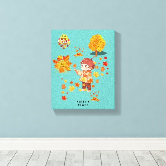 Autumn Leaves Fun Canvas Afdruk (Insitu (Houten vloer))