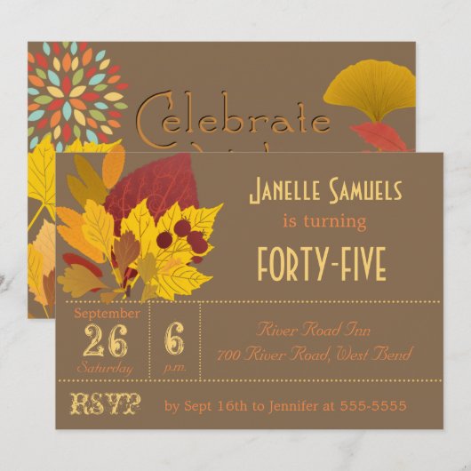 Autumn Leaves Gepersonaliseerd uitnodiging op zate (Voorkant / Achterkant)