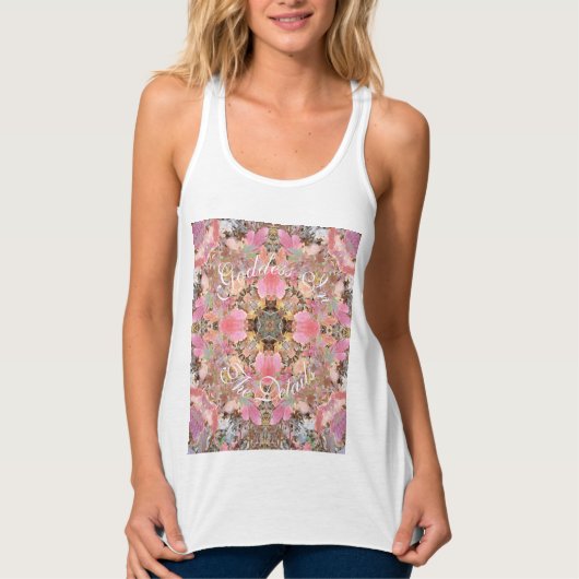 Autumn Leaves Goddess Mandala Art Tanktop Tshirt (Voorkant)