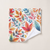 Autumn Leaves Goud Blauwgroen Sinaasappels Handdoe Bad Handdoek (Wasdoekje)