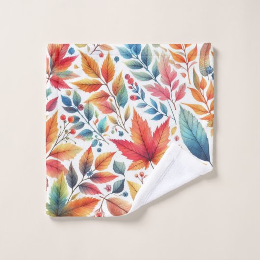 Autumn Leaves Goud Blauwgroen Sinaasappels Handdoe Bad Handdoek (Wasdoekje)