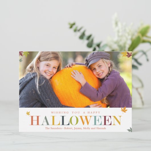 Autumn Leaves Halloween-fotokaarten Kaart (Staand voorkant)