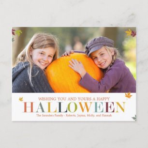 Autumn Leaves Halloween Photo Card Briefkaart