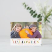 Autumn Leaves Halloween Photo Card Briefkaart (Staand voorkant)
