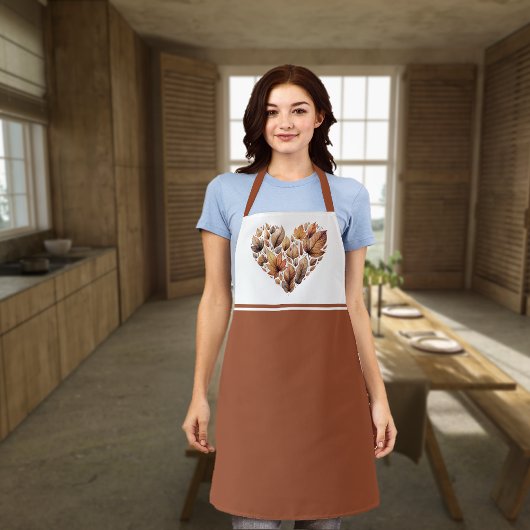 Autumn Leaves hartvormige all-over print Schort