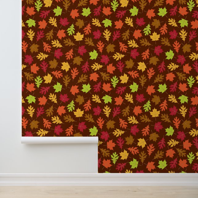 Autumn Leaves Herfst Color Cartoon Pattern Behang (Applicatie)