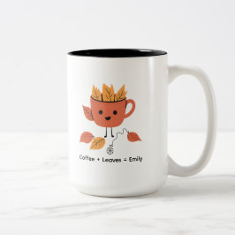 Autumn Leaves Herfst Design met naam Tweekleurige Koffiemok
