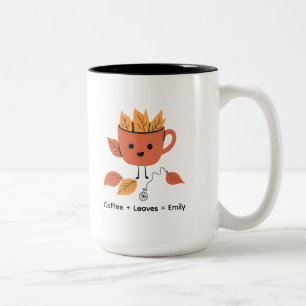 Autumn Leaves Herfst Design met naam Tweekleurige Koffiemok
