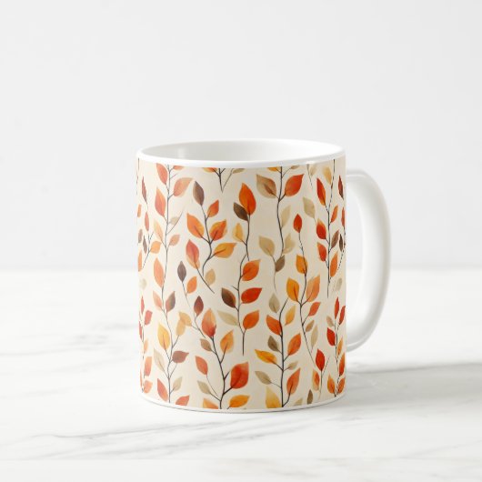 Autumn Leaves Herfst Pattern Koffiemok (Voorkant rechts)