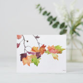 Autumn Leaves Herfst Waterverf Print Briefkaart (Staand voorkant)