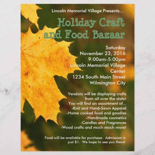 Autumn Leaves Holiday Craft Bazaar Flyer (Voorkant)