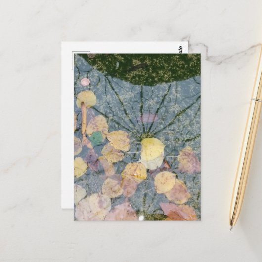 Autumn leaves in a Pella Iowa Fountain Abstract Briefkaart (Voorkant / Achterkant in situ)