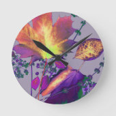 Autumn Leaves in Lilac Ronde Klok (Voorkant)