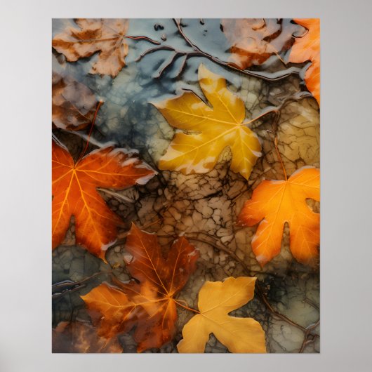 Autumn Leaves in Rain Poster (Voorkant)