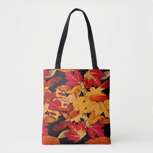 Autumn Leaves in Red Oranje Yellow Brown Tote Bag (Voorkant)
