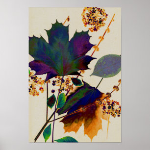 Autumn Leaves in Royal Colors Poster