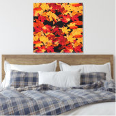 Autumn Leaves in Yellow Red Oranje Brown Canvas Afdruk (Insitu (Slaapkamer))