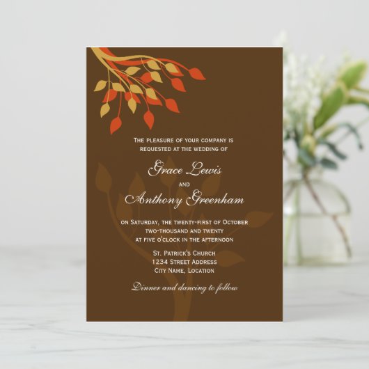 Autumn Leaves Invitation Kaart (Staand voorkant)