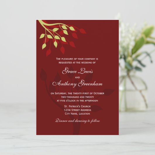 Autumn Leaves Invitation Kaart (Staand voorkant)